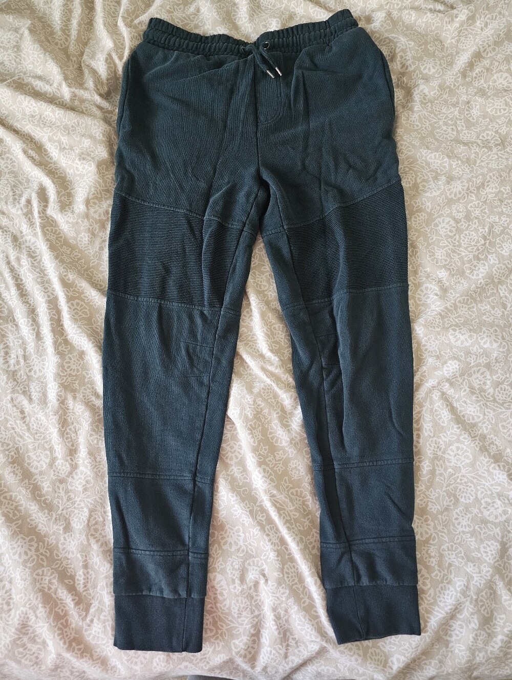 River Island Dark Green Ribbed Sweat Pants Size Small